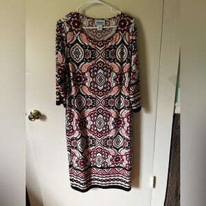 Anthony Richards Black and Pink Patterned Long Sleeve Dress
